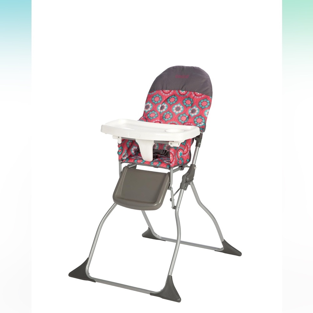 Stylish Kids High Chair with Red and Gray Pattern